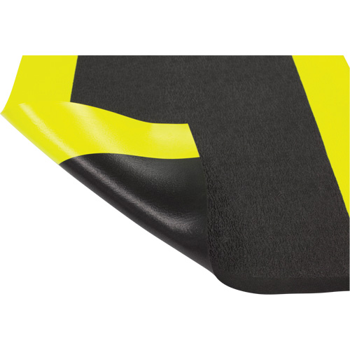 Airsoft Anti-Fatigue Mat, Pebbled, 3' x 5' x 3/8", Black/Yellow, PVC Sponge Oxford Builders Supplies Inc