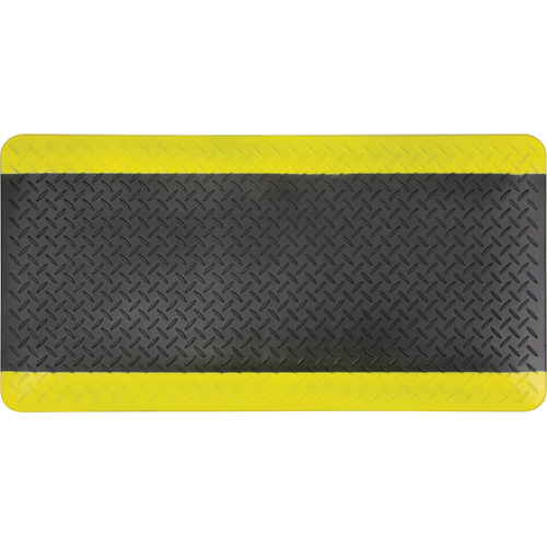 Tapis antifatigue, Losange, 1-2/3' x 3-1/4' x 3/4", Noir/Jaune, Polyur&eacute;thane Oxford Builders Supplies Inc