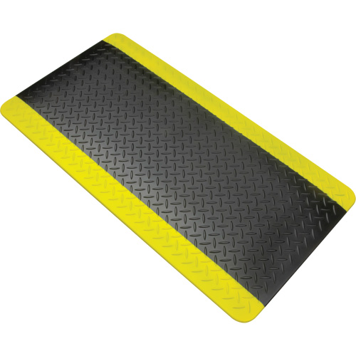 Tapis antifatigue, Losange, 1-2/3' x 3-1/4' x 3/4", Noir/Jaune, Polyur&eacute;thane Oxford Builders Supplies Inc