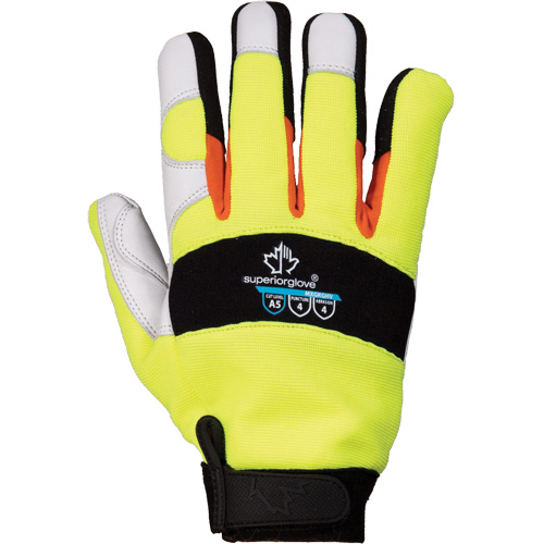 ClutchGear&reg; High-Visibility Mechanic's Gloves, Grain Goatskin Palm, Size Medium Oxford Builders Supplies Inc