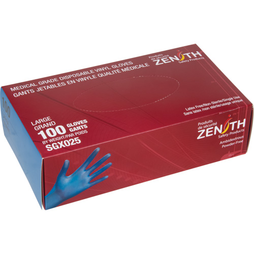 Medical-Grade Disposable Gloves, Small, Vinyl, 4.5-mil, Powder-Free, Blue, Class 2 Oxford Builders Supplies Inc