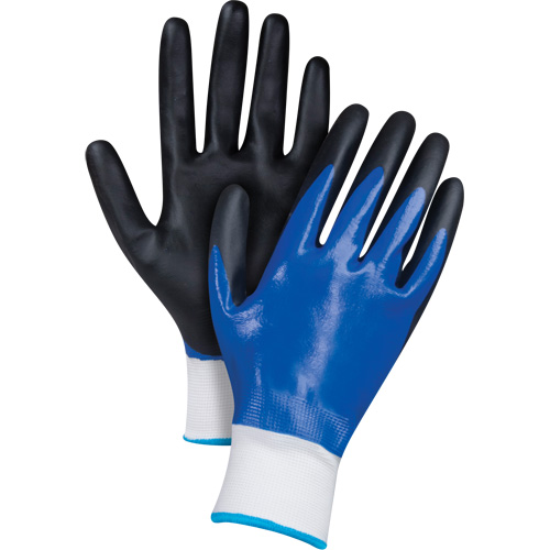 Gants enduits noir & bleu, 2T-Grand, R&ecirc;vetement Mousse de nitrile, Calibre 15, Enveloppe en Nylon Oxford Builders Supplies Inc