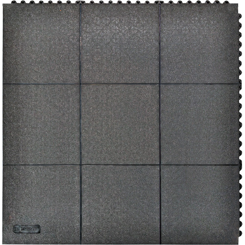 Cushion-Ease&reg; Interlocking Anti-Fatigue Mat, Pebbled, 3' x 3' x 3/4", Black, Natural Rubber Oxford Builders Supplies Inc