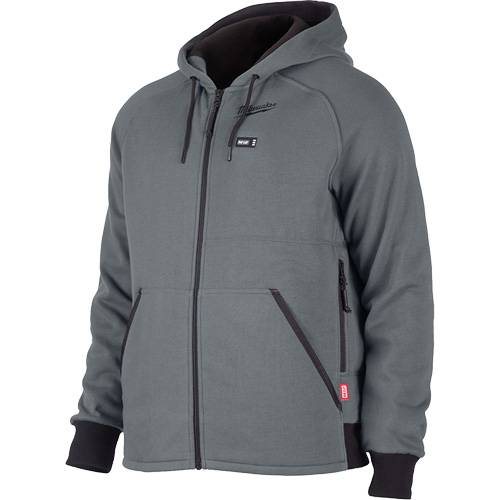 Chandail &agrave; capuchon chauffant M12 complet, Hommes, 2T-Grand, Gris, Polyester Oxford Builders Supplies Inc