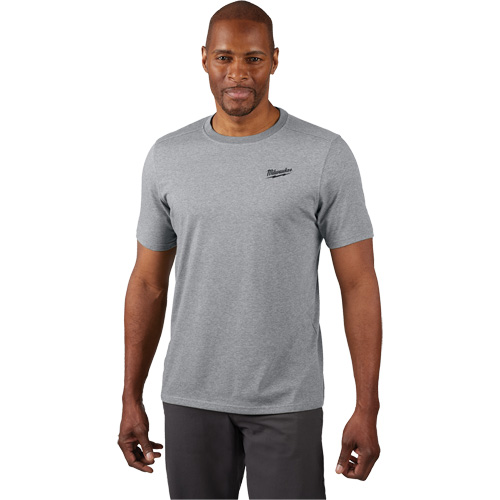 Hybrid Work Tee Shirt, Men's, Small, Grey Oxford Builders Supplies Inc
