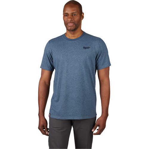 Hybrid Work Tee Shirt, Men's, Small, Blue Oxford Builders Supplies Inc