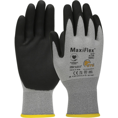 Gants compatibles avec les &eacute;crans tactiles ultral&eacute;gers ATG MaxiFlex Elite, Grand, R&ecirc;vetement Nitrile, Calibre 18, Enveloppe en Nylon Oxford Builders Supplies Inc