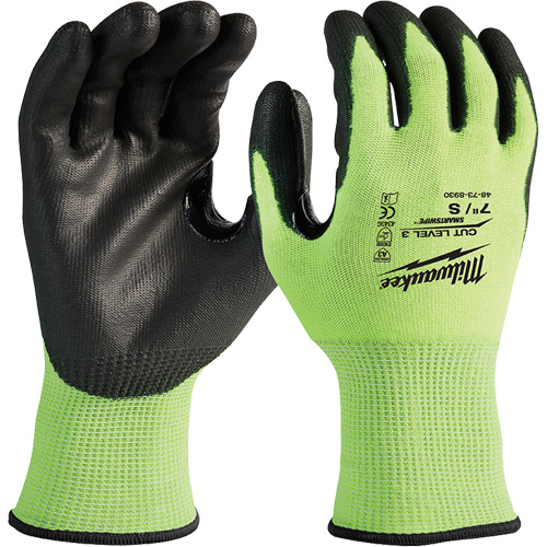 High-Visibility Cut-Resistant Gloves, Small, 15 Gauge, Nitrile/Polyurethane Coated, ANSI/ISEA 105 Level 3 Oxford Builders Supplies Inc