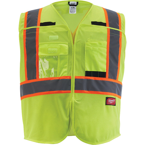 Veste de s&eacute;curit&eacute; pour signaleur, Jaune lime haute visibilit&eacute;, Moyen/Petit Oxford Builders Supplies Inc