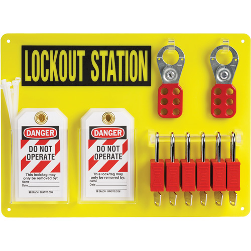 Lockout Board with Keyed Different Nylon Safety Lockout Padlocks, Plastic Padlocks, 6 Padlock Capacity, Padlocks Included Oxford Builders Supplies Inc