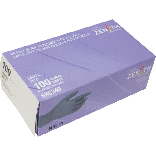 Medical Grade Disposable Gloves, Small, Nitrile, 6-mil, Powder-Free, Black, Class 2 Oxford Builders Supplies Inc