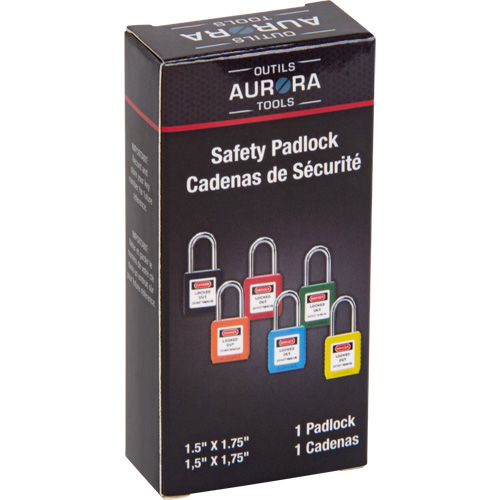 Verrouillage pour les consignations, Cadenas de s&eacute;curit&eacute;, Cl&eacute;s diff&eacute;rentes, Thermoplastique, Largeur de 1-1/2" Oxford Builders Supplies Inc