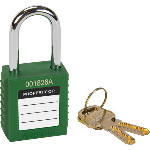 Verrouillage pour les consignations, Cadenas de s&eacute;curit&eacute;, Cl&eacute;s diff&eacute;rentes, Thermoplastique, Largeur de 1-1/2" Oxford Builders Supplies Inc