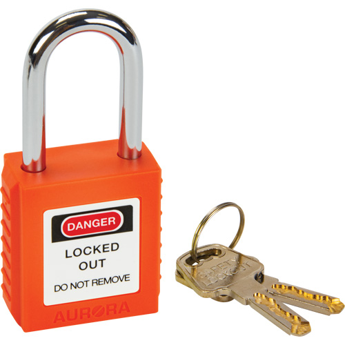 Verrouillage pour les consignations, Cadenas de s&eacute;curit&eacute;, Cl&eacute;s diff&eacute;rentes, Thermoplastique, Largeur de 1-1/2" Oxford Builders Supplies Inc