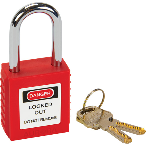 Verrouillage pour les consignations, Cadenas de s&eacute;curit&eacute;, Cl&eacute;s diff&eacute;rentes, Thermoplastique, Largeur de 1-1/2" Oxford Builders Supplies Inc