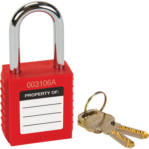 Verrouillage pour les consignations, Cadenas de s&eacute;curit&eacute;, Cl&eacute;s diff&eacute;rentes, Thermoplastique, Largeur de 1-1/2" Oxford Builders Supplies Inc
