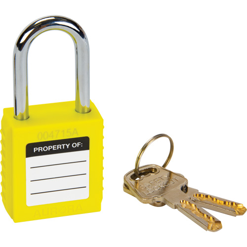 Verrouillage pour les consignations, Cadenas de s&eacute;curit&eacute;, Cl&eacute;s diff&eacute;rentes, Thermoplastique, Largeur de 1-1/2" Oxford Builders Supplies Inc