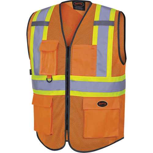 6960 Veste de s&eacute;curit&eacute; &agrave; maille en avant, Orange haute visibilit&eacute;, Moyen, Polyester Oxford Builders Supplies Inc