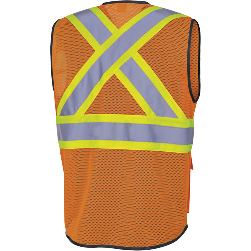 6960 Veste de s&eacute;curit&eacute; &agrave; maille en avant, Orange haute visibilit&eacute;, Moyen, Polyester Oxford Builders Supplies Inc