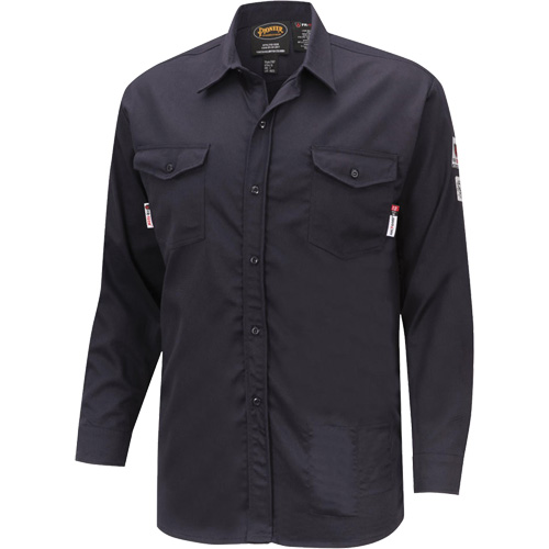 7742 FR-Tech&reg; Flame-Resistant Safety Shirt, Small, Navy Blue Oxford Builders Supplies Inc