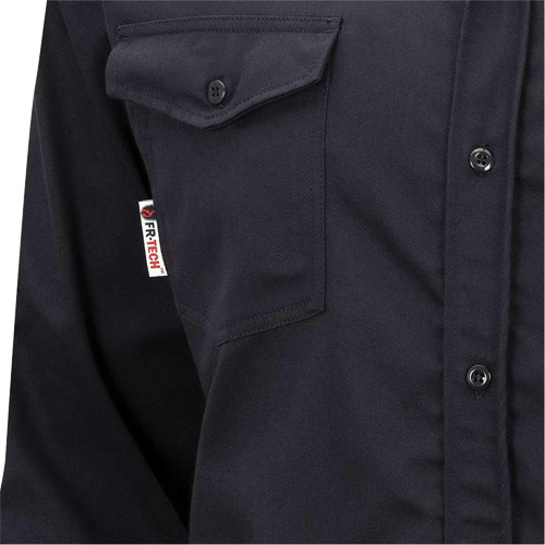 7742 FR-Tech&reg; Flame-Resistant Safety Shirt, Small, Navy Blue Oxford Builders Supplies Inc