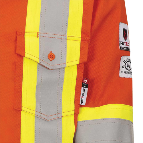 7743 FR-Tech&reg; Flame-Resistant Safety Shirt, Small, High Visibility Orange Oxford Builders Supplies Inc