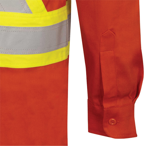 7743 FR-Tech&reg; Flame-Resistant Safety Shirt, Small, High Visibility Orange Oxford Builders Supplies Inc