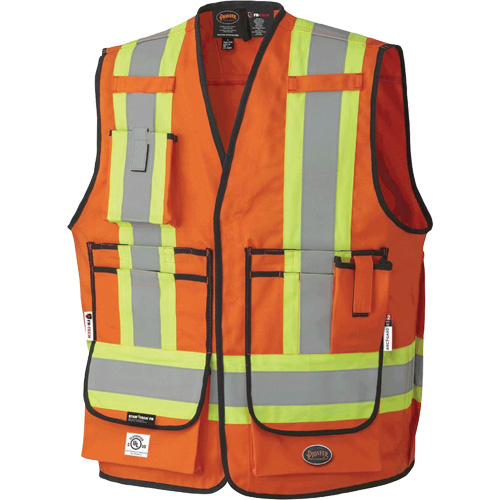 7732 FR-Tech&reg; Flame-Resistant Arc Surveyor's Vest, Small, High Visibility Orange, 9.7 cal/cm² Oxford Builders Supplies Inc