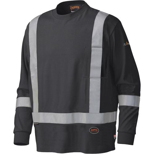 340SFA Flame-Resistant Long-Sleeved Safety Shirt, Small, Black Oxford Builders Supplies Inc