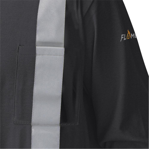 340SFA Flame-Resistant Long-Sleeved Safety Shirt, Small, Black Oxford Builders Supplies Inc