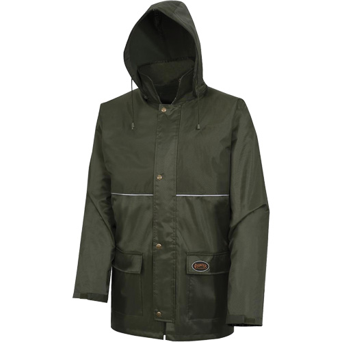 D8120J Manteau &agrave; capuchon ind&eacute;chirable Nailhead pour planteur d'arbres, Polyester/PVC, T-petit, Vert Oxford Builders Supplies Inc