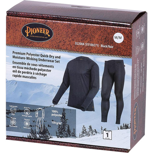 D2200A Ensemble de sous-v&ecirc;tements &agrave; s&eacute;chage rapide et &eacute;vacuation de l'humidit&eacute; de premi&egrave;re qualit&eacute;, Hommes, T-petit, Noir Oxford Builders Supplies Inc
