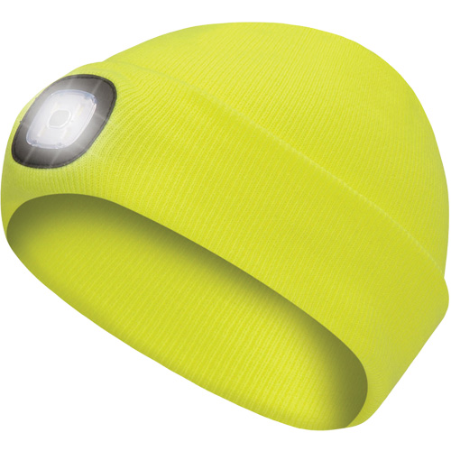 5676 Knit Toque with LED Headlight, Fleece Lining, One Size, High Visibility Yellow Oxford Builders Supplies Inc