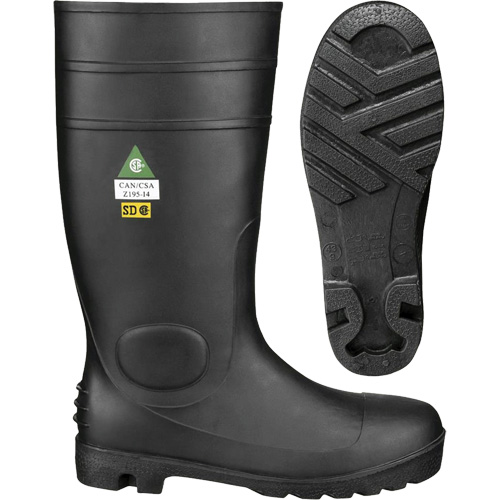 1022 Bottes de s&eacute;curit&eacute;, PVC, Embout Acier, Pointure 10, Semelle R&eacute;sistant aux perforations Oxford Builders Supplies Inc