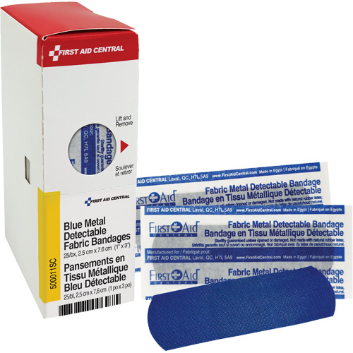 Fabric Blue Detectable Bandages, Rectangular/Square, 1", Fabric Metal Detectable, Sterile Oxford Builders Supplies Inc