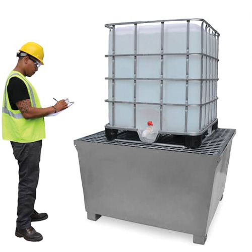 Ultra-IBC Spill Pallet en acier, Capacit&eacute; de d&eacute;versement 370 gal. US, 57,6" x 34,7" x 56,9" Oxford Builders Supplies Inc