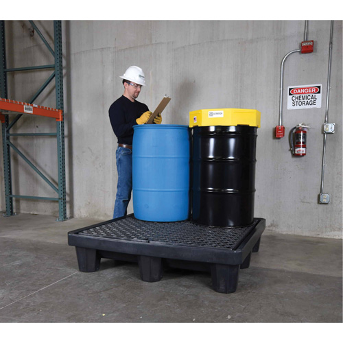 4-Drum Economy Ultra-Spill Pallet&reg;, 66 US gal. Spill Capacity, 53" x 53" x 11.8" Oxford Builders Supplies Inc
