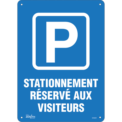 "Stationnement r&eacute;serv&eacute; aux visiteurs" Sign, 10" x 14", Plastic, French with Pictogram Oxford Builders Supplies Inc