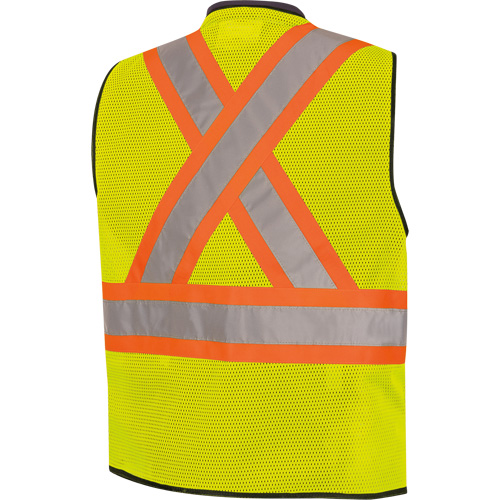 6895 Veste de s&eacute;curit&eacute; haute visibilit&eacute; bicolore avec fermeture &agrave; glissi&egrave;re sur tout le devant, Noir/Jaune lime haute visibilit&eacute;, 2T-Grand/3T-Grand, Polyester Oxford Builders Supplies Inc
