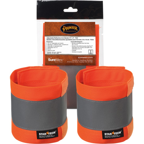 140A Brassard r&eacute;fl&eacute;chissant ajustable orange haute visibilit&eacute; de 14" X 4" Oxford Builders Supplies Inc