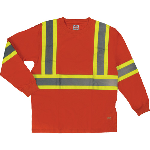 Long Sleeve Safety T-Shirt, Cotton, X-Small, High Visibility Orange Oxford Builders Supplies Inc