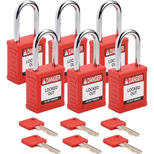 Velocity Lockout Padlocks, Red, Keyed Alike, Nylon, 1-1/2" Width Oxford Builders Supplies Inc