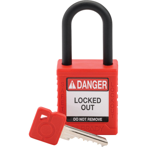 Velocity Safety Lockout Padlock, Red, Keyed Different, Nylon, 1-1/2" Width Oxford Builders Supplies Inc