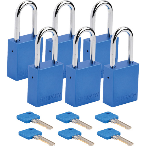 Velocity Lockout Padlocks, Blue, Keyed Different, Aluminum, 1-1/2" Width Oxford Builders Supplies Inc