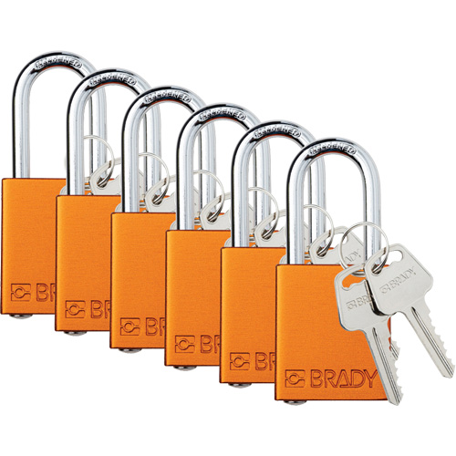 Velocity Lockout Padlocks, Orange, Keyed Different, Aluminum, 1-1/2" Width Oxford Builders Supplies Inc