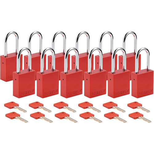 Velocity Lockout Padlocks, Red, Keyed Alike, Aluminum, 1-1/2" Width Oxford Builders Supplies Inc