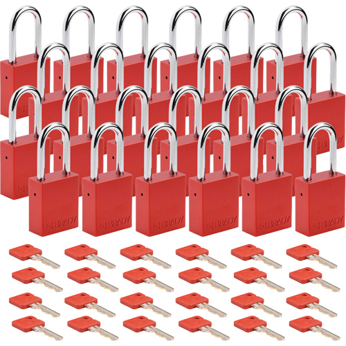 Velocity Lockout Padlocks, Red, Keyed Different, Aluminum, 1-1/2" Width Oxford Builders Supplies Inc