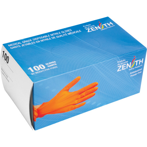 Heavyweight Tactile Grip Examination Gloves, Small, Nitrile, 8-mil, Powder-Free, Orange, Class 2 Oxford Builders Supplies Inc