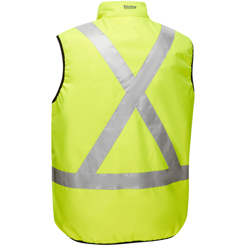 Veste bouffante r&eacute;versible avec X au dos Bisley, Jaune lime haute visibilit&eacute;, Petit, Polyester Oxford Builders Supplies Inc