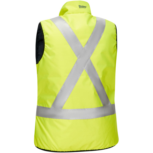 Veste bouffante, enveloppante et r&eacute;versible avec X au dos Bisley pour femmes, Jaune lime haute visibilit&eacute;, Petit, Polyester Oxford Builders Supplies Inc